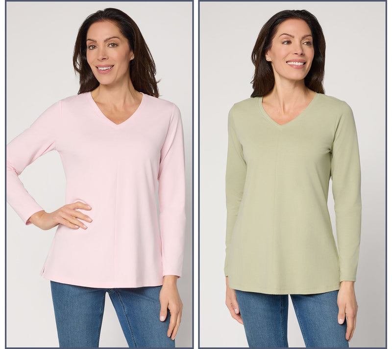 Denim & Co. Essentials Petite Perfect Jersey 2-Pack Tunics — View 11