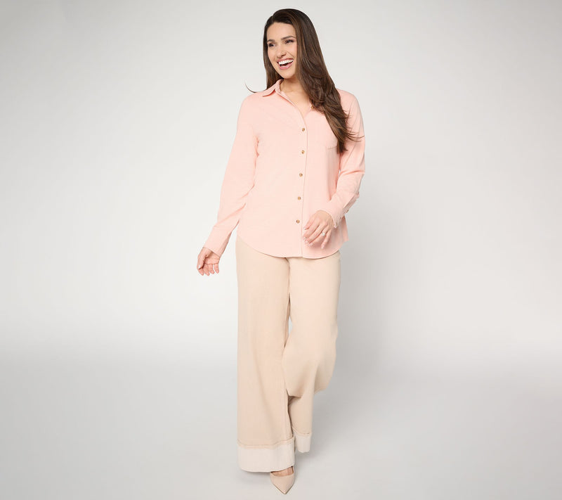 Ree by the Pioneer Woman Slub Jersey Button Front Long Sleeve Top — View 4