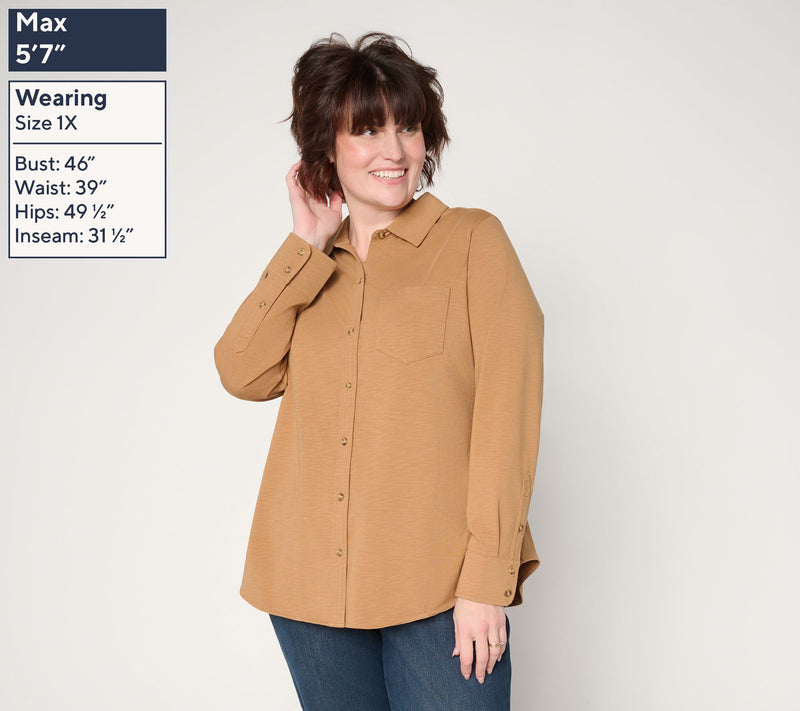 Ree by the Pioneer Woman Slub Jersey Button Front Long Sleeve Top — View 2