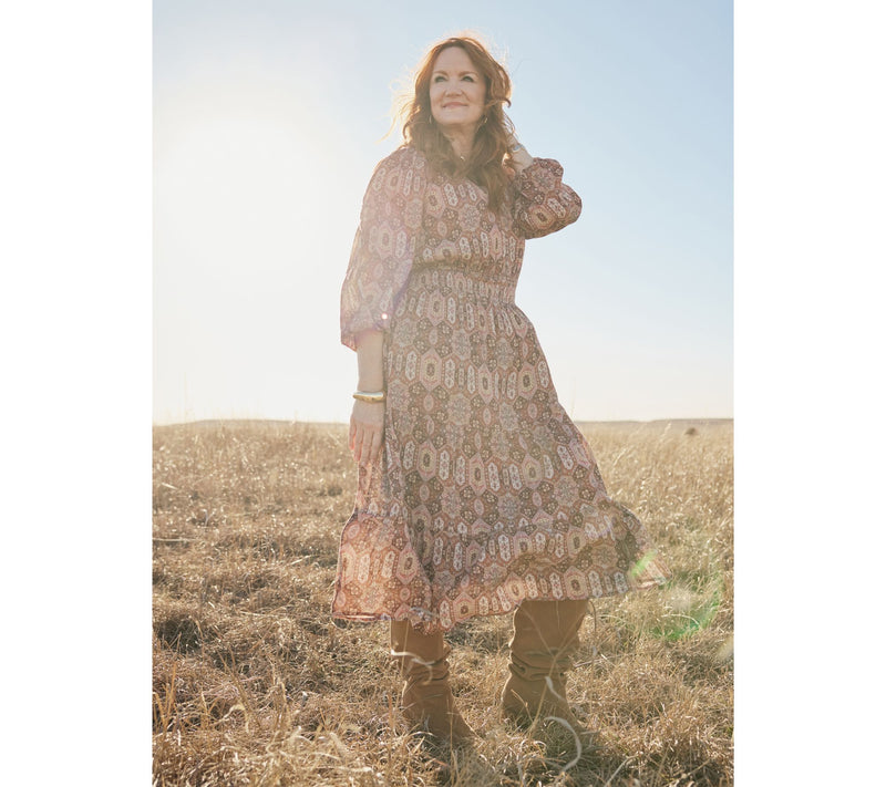 Ree by the Pioneer Woman Petite Split Neck Midi Dress — View 12