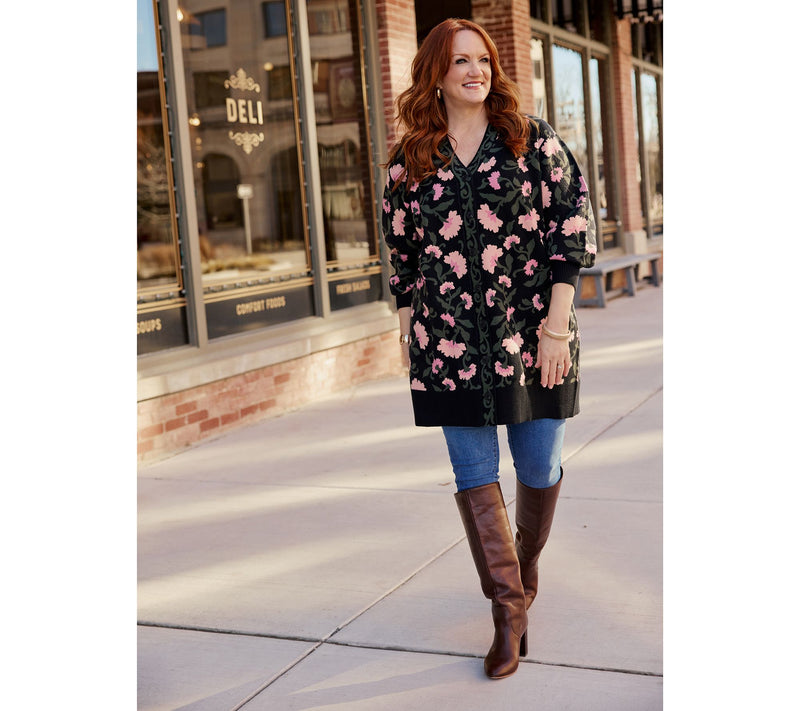 Ree by the Pioneer Woman Double Knit Jacquard Belted Cardigan — View 7