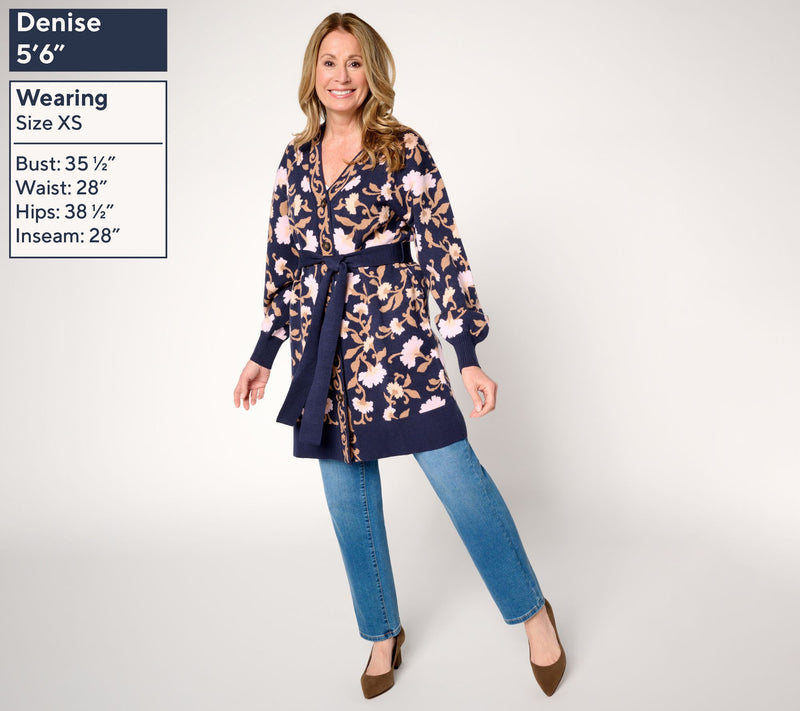 Ree by the Pioneer Woman Double Knit Jacquard Belted Cardigan — View 3
