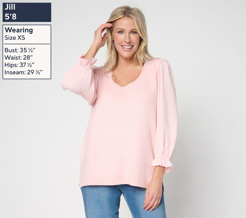 Ree by the Pioneer Woman Mixed Media Pullover 3/4 Sleeve Sweater — View 2