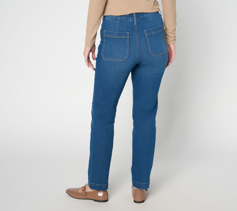 Denim & Co. Regular Indigo Classic Stretch Straight Leg Jean w/ Seaming — View 5