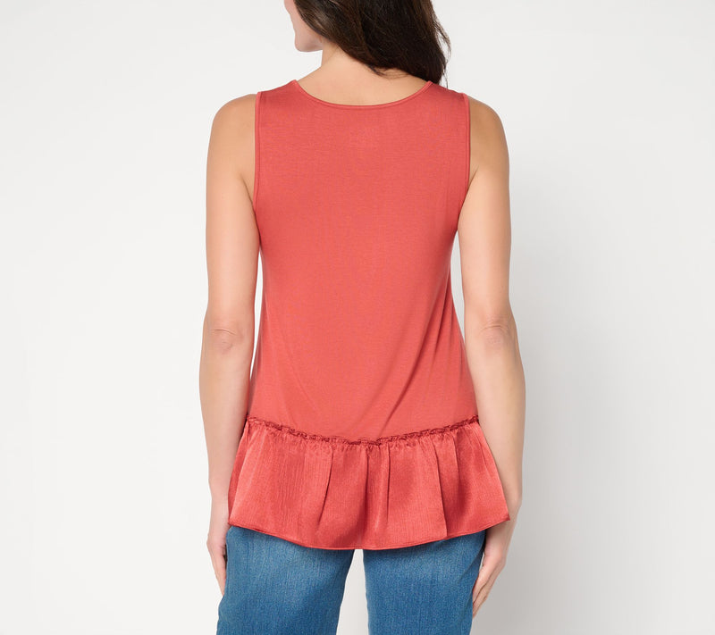 LOGO Layers by Lori Goldstein Tank with Satin Crinkle Hem — View 4