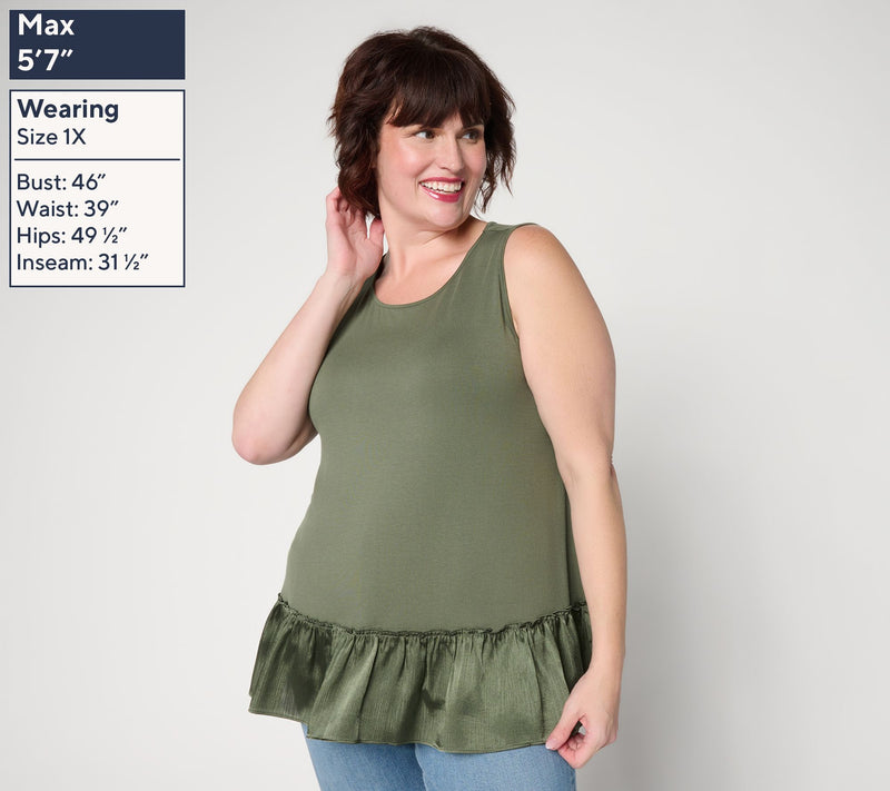 LOGO Layers by Lori Goldstein Tank with Satin Crinkle Hem — View 2