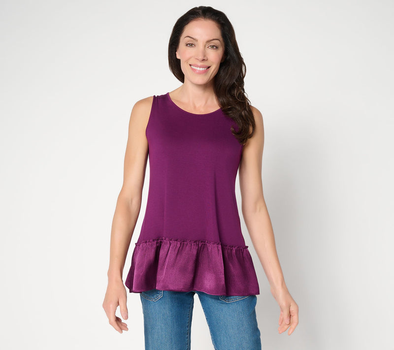LOGO Layers by Lori Goldstein Tank with Satin Crinkle Hem — View 15