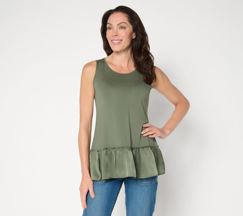 LOGO Layers by Lori Goldstein Tank with Satin Crinkle Hem — View 16