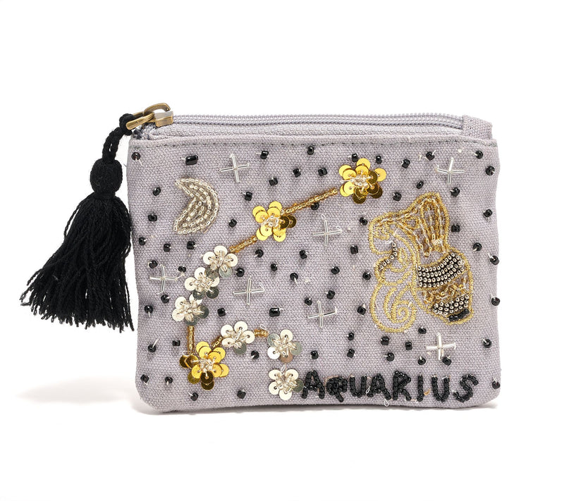 America & Beyond Canvas Embellished Zodiac Coin Pouch — View 26