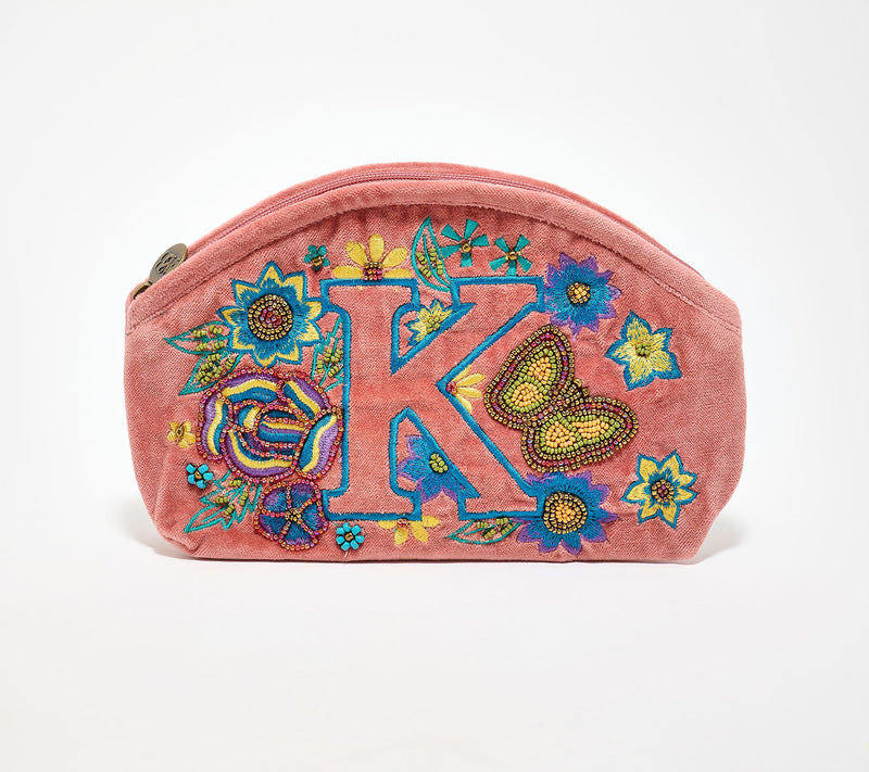 America & Beyond Velvet Embellished Initial Pouch — View 40
