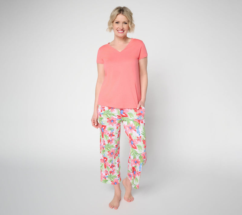 Carole Hochman 2-Piece T-Shirt and Wide Leg Crop Pajama Set — View 7