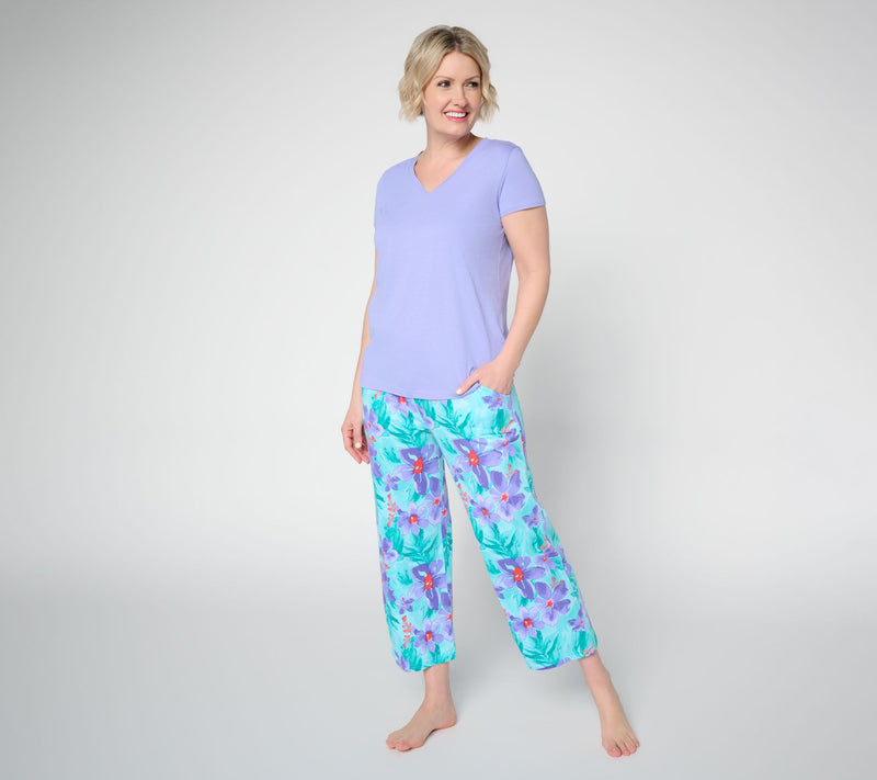 Carole Hochman 2-Piece T-Shirt and Wide Leg Crop Pajama Set — View 5
