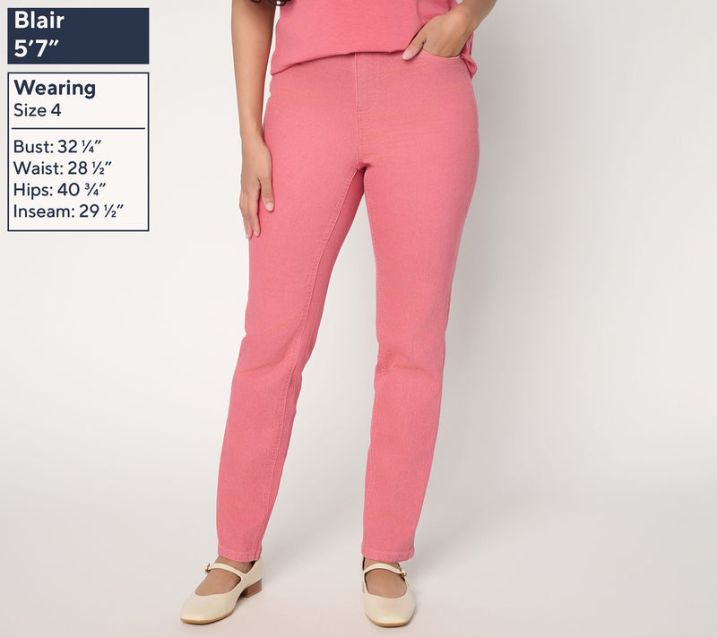 Denim & Co. Petite Classic Stretch Straight Leg Colored Jeans — View 3