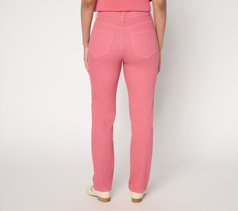Denim & Co. Petite Classic Stretch Straight Leg Colored Jeans — View 4