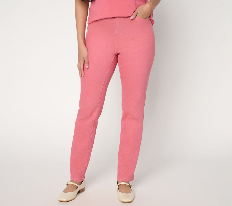 Denim & Co. Petite Classic Stretch Straight Leg Colored Jeans — View 10
