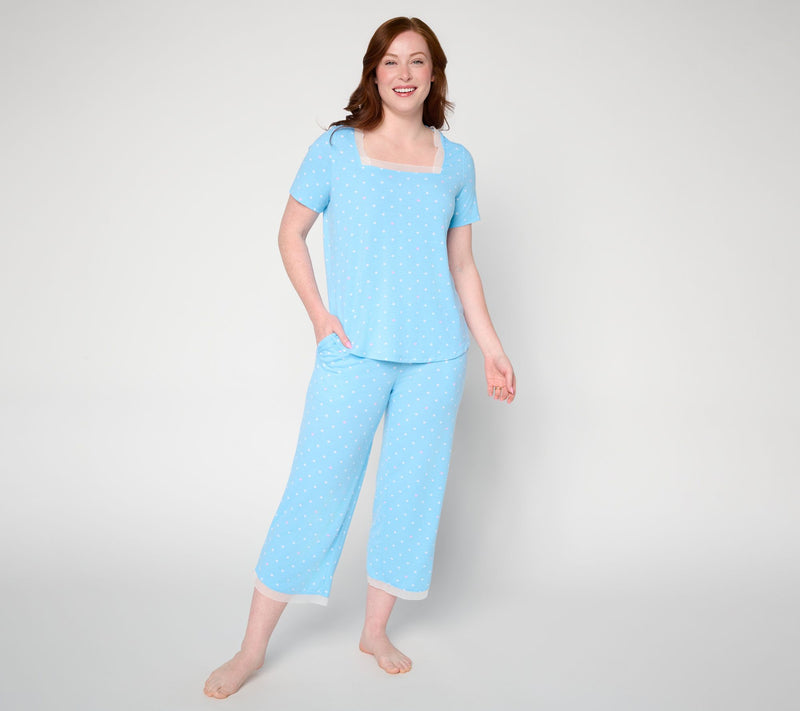 Cuddl Duds Classic Jersey with Mesh Trim Pajama Set — Main view