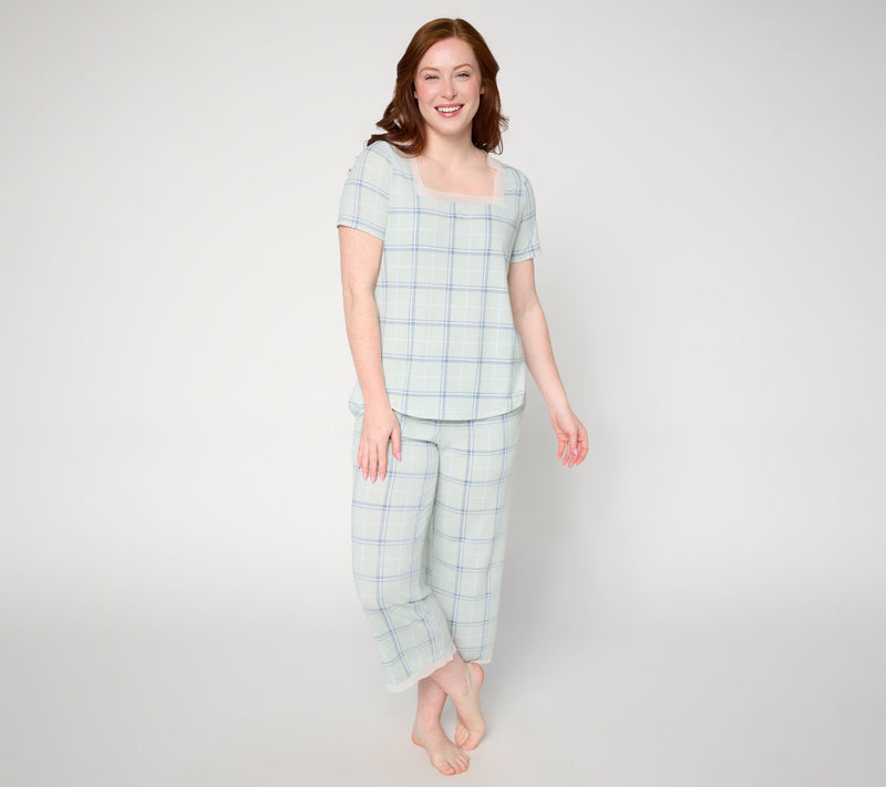 Cuddl Duds Classic Jersey with Mesh Trim Pajama Set — View 7