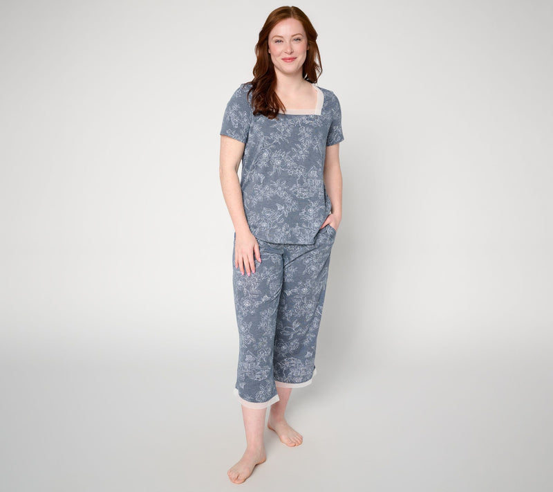 Cuddl Duds Classic Jersey with Mesh Trim Pajama Set — View 9