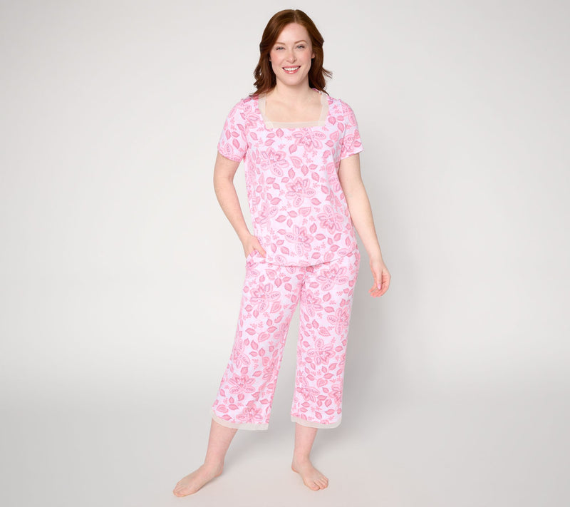 Cuddl Duds Classic Jersey with Mesh Trim Pajama Set — View 5