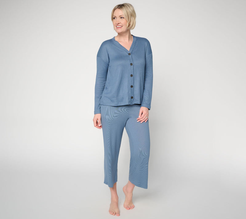Cuddl Duds Seriously Soft Cropped Pant with Rib Waistband — View 7