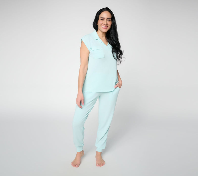 Cuddl Duds Modern Jersey Knit Collared Tee — View 12