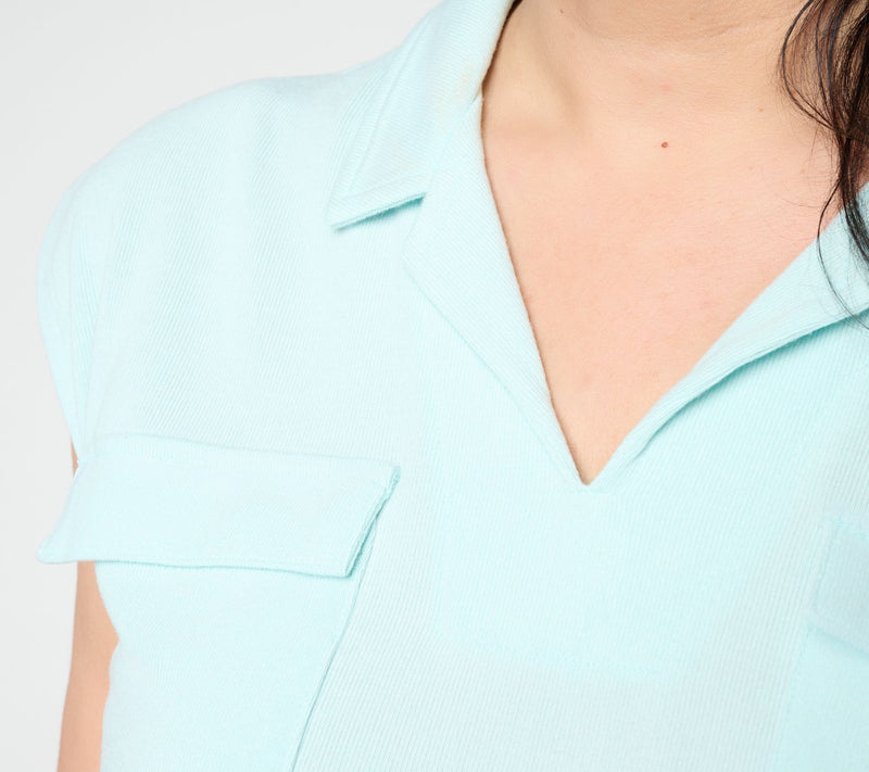 Cuddl Duds Modern Jersey Knit Collared Tee — View 13