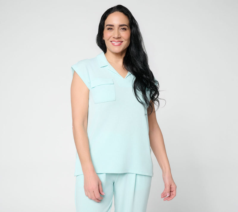 Cuddl Duds Modern Jersey Knit Collared Tee — Main view