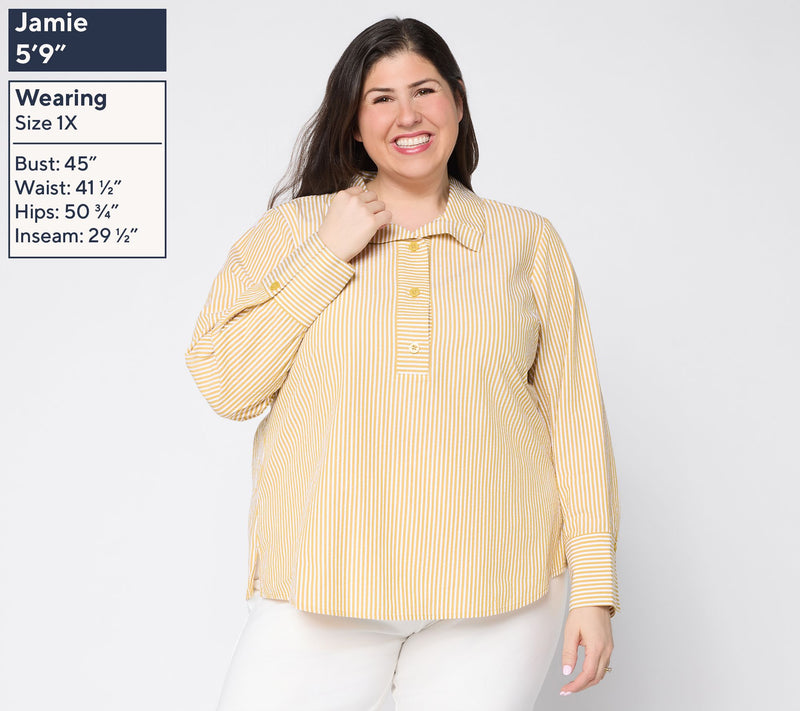 Joan Rivers Seersucker Striped Tunic Shirt — View 2
