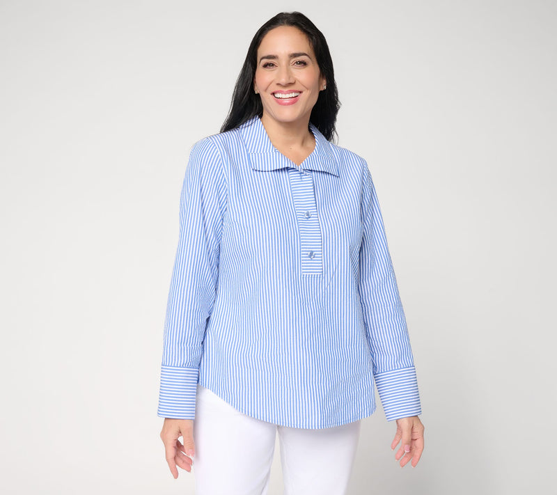 Joan Rivers Seersucker Striped Tunic Shirt — View 13
