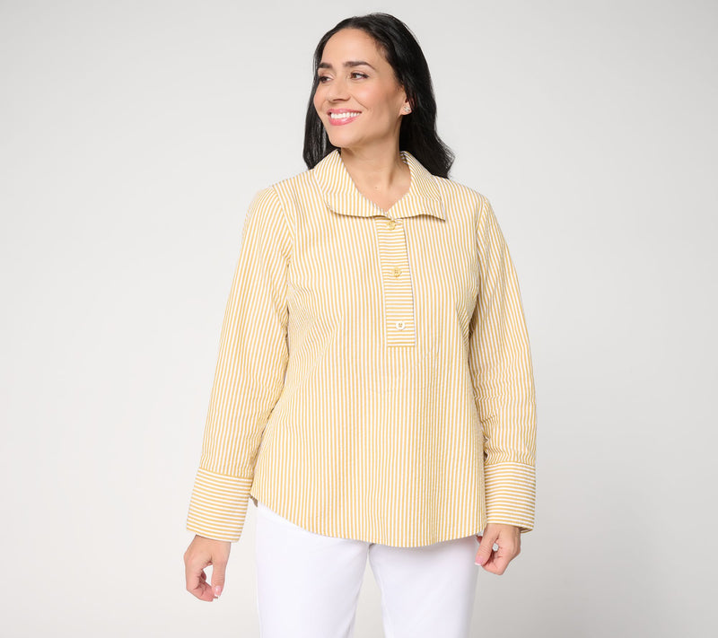 Joan Rivers Seersucker Striped Tunic Shirt — View 14
