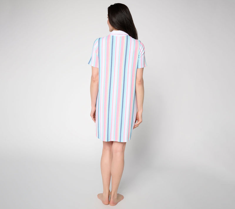 Cuddl Duds Wide Knit Rib Sleepgown with Picot Edges — View 3