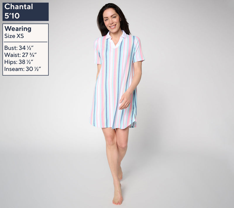 Cuddl Duds Wide Knit Rib Sleepgown with Picot Edges — View 2