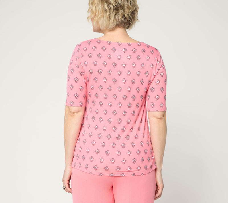Cuddl Duds Soft Stretch Lace Insert Tee — View 5
