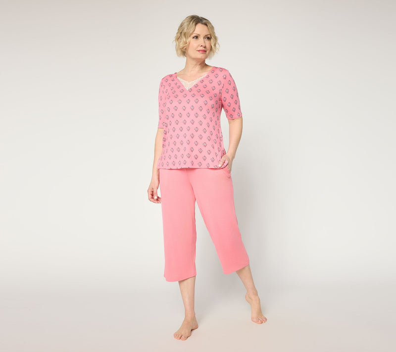 Cuddl Duds Soft Stretch Lace Insert Tee — View 6