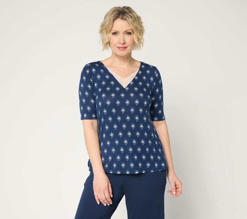Cuddl Duds Soft Stretch Lace Insert Tee — View 15