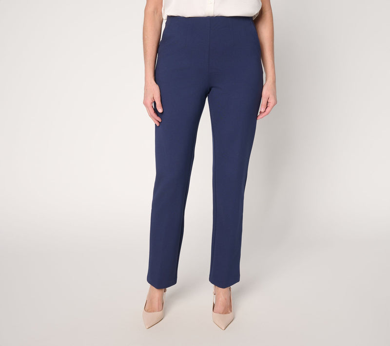 Joan Rivers Petite Hollywood Waist Full Length Ponte Pants — View 7