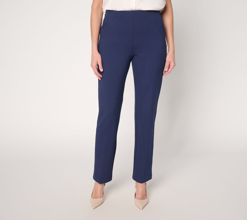 Joan Rivers Petite Hollywood Waist Full Length Ponte Pants — Main view