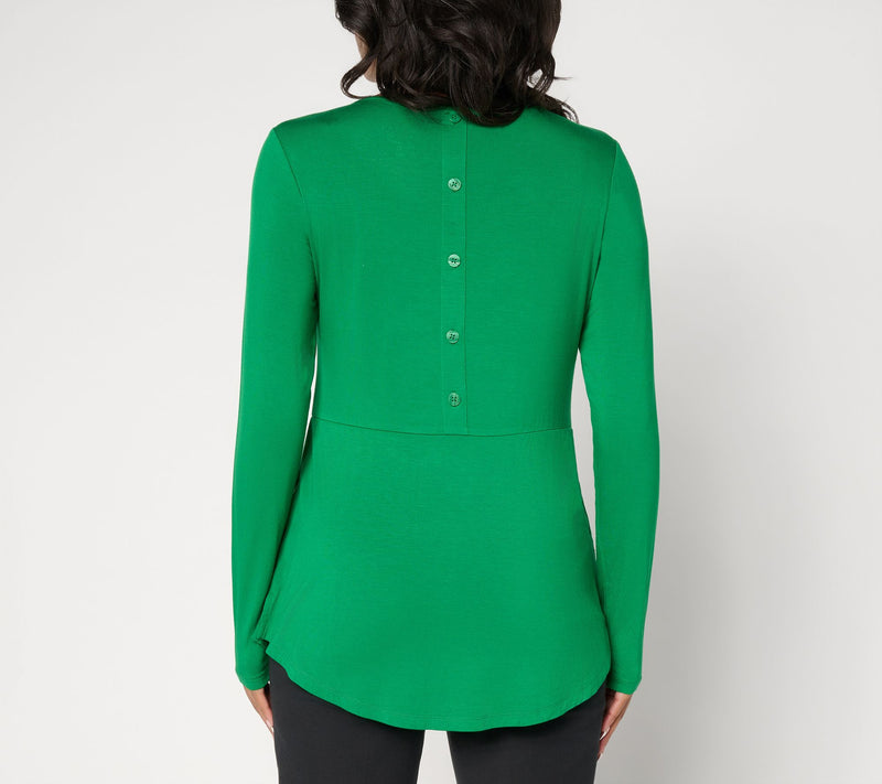 Joan Rivers Button Back Long Sleeves Tunic — View 4
