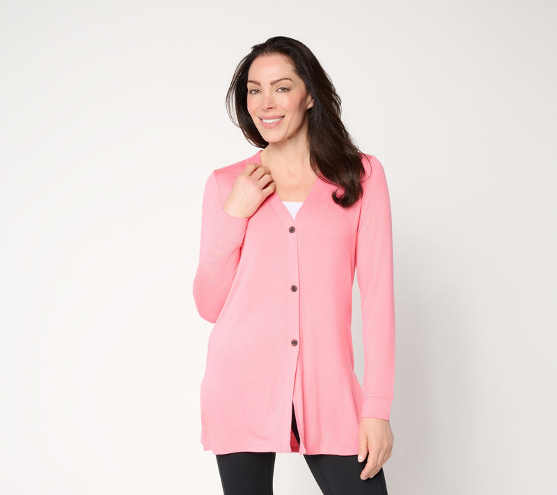Cuddl Duds Soft Stretch Button Front Cardigan — View 5