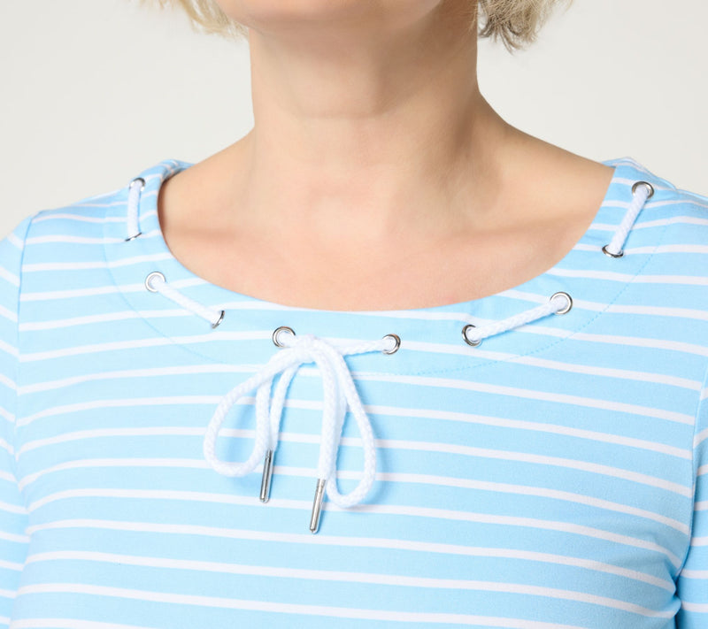 Cuddl Duds Flexwear 3/4 Sleeve Tee with Drawcord Detail — View 14