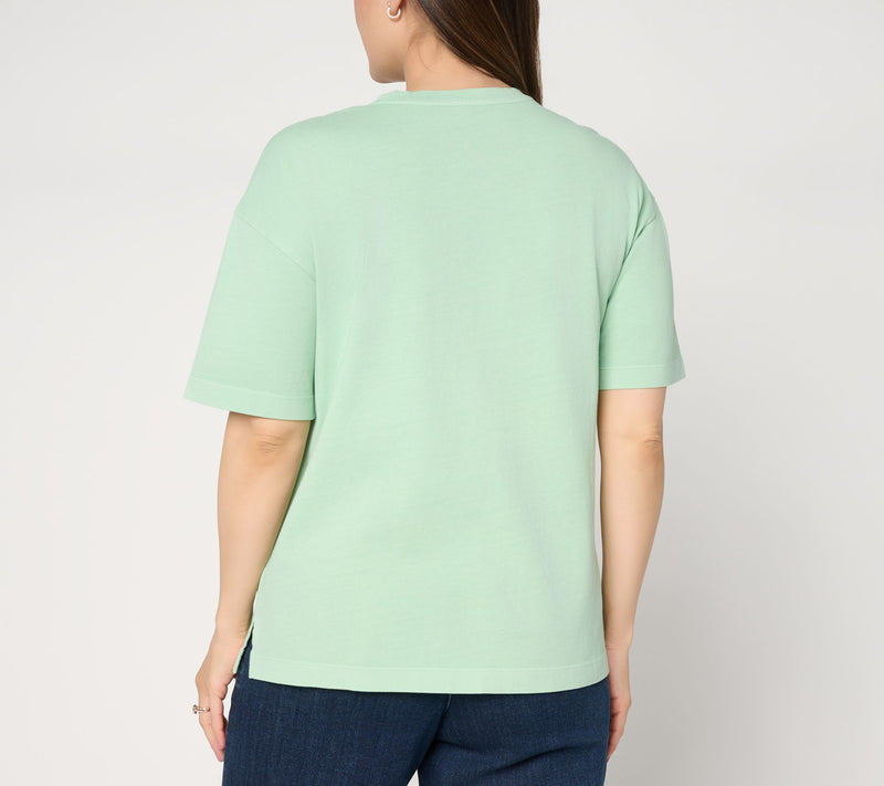 LOGO by Lori Goldstein Cotton Elbow Sleeve Everyday Boyfriend Tee — View 4