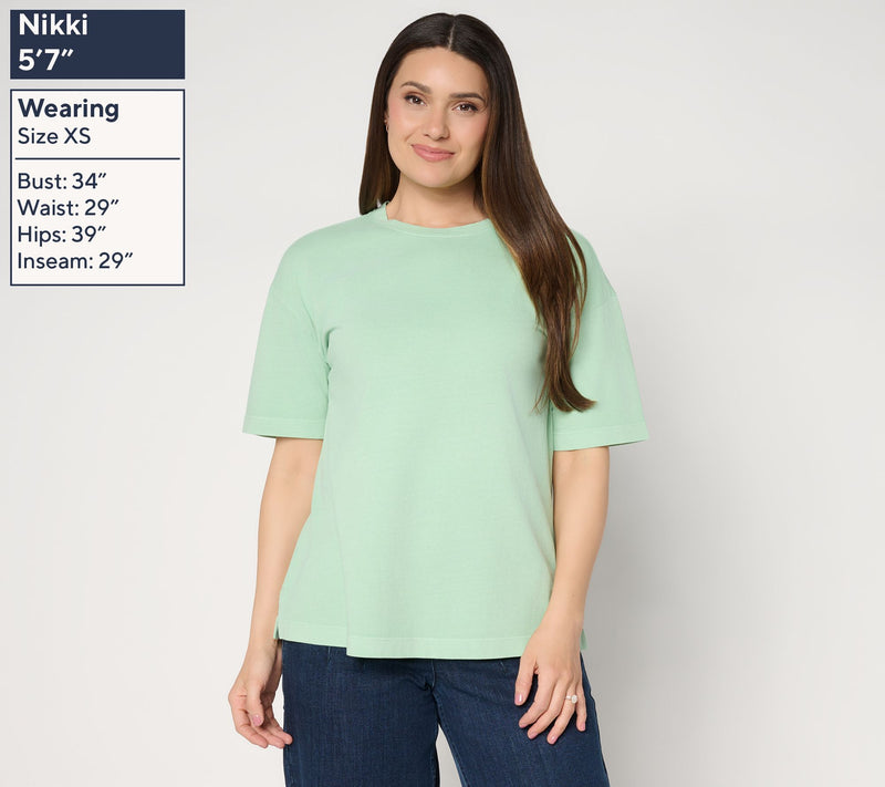 LOGO by Lori Goldstein Cotton Elbow Sleeve Everyday Boyfriend Tee — View 3