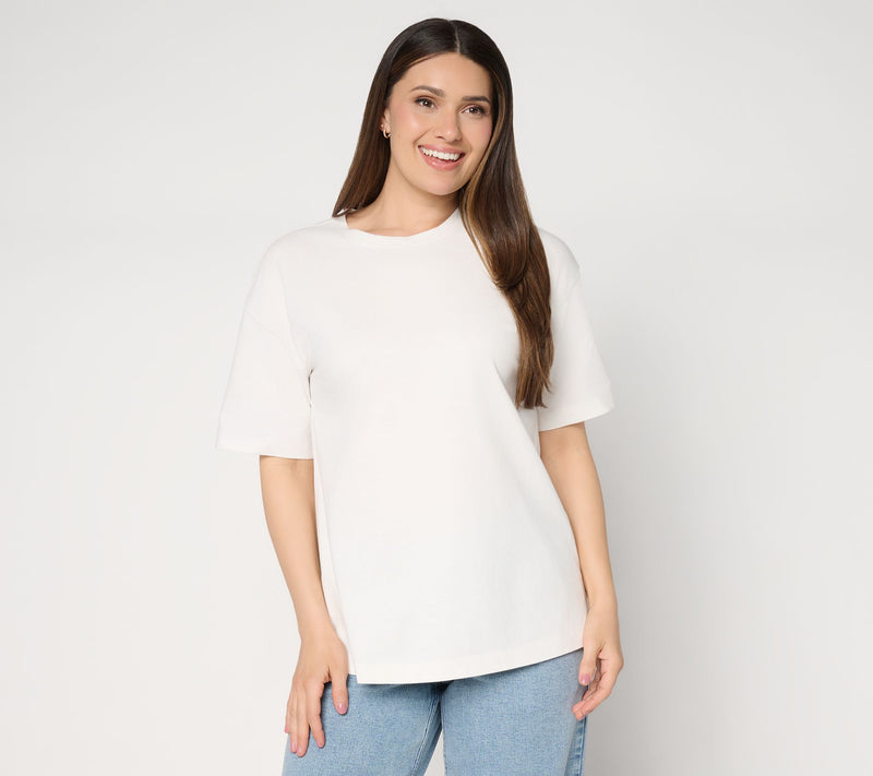 LOGO by Lori Goldstein Cotton Elbow Sleeve Everyday Boyfriend Tee — View 13