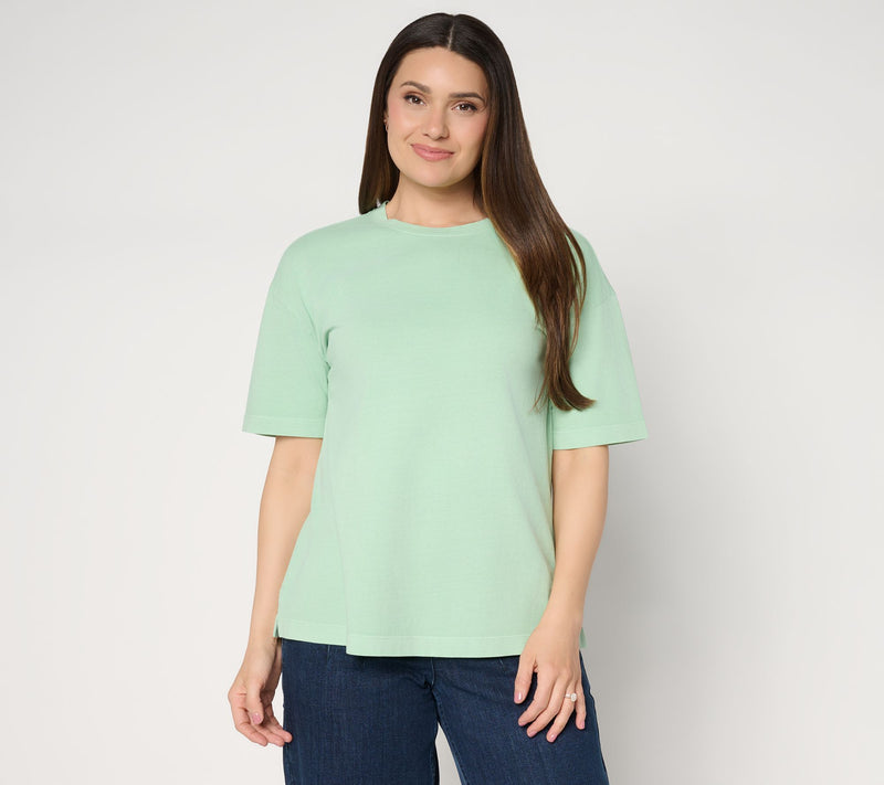 LOGO by Lori Goldstein Cotton Elbow Sleeve Everyday Boyfriend Tee — View 14