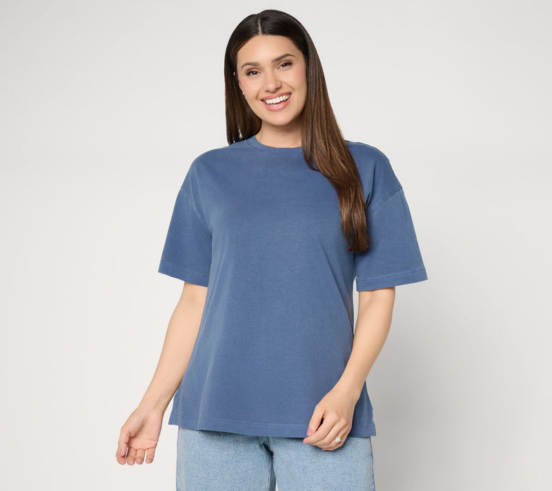 LOGO by Lori Goldstein Cotton Elbow Sleeve Everyday Boyfriend Tee — View 16