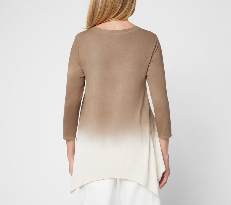 LOGO by Lori Goldstein Regular Dye Effect Scoop Neck 3/4 Tee — View 12