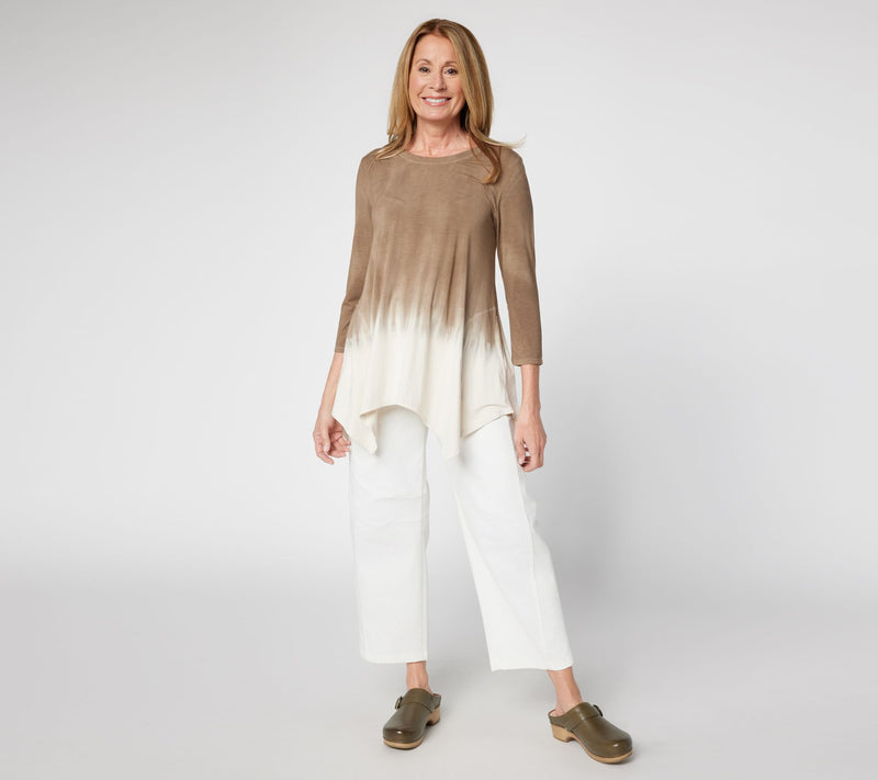 LOGO by Lori Goldstein Regular Dye Effect Scoop Neck 3/4 Tee — View 13