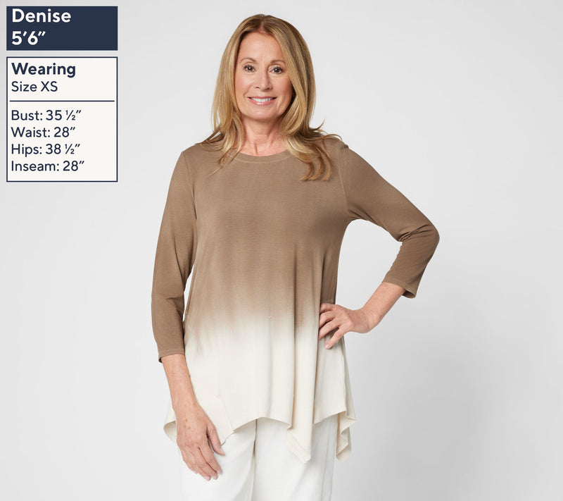LOGO by Lori Goldstein Regular Dye Effect Scoop Neck 3/4 Tee — View 11