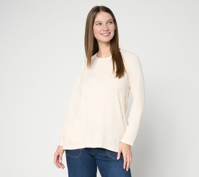 LOGO by Lori Goldsteinq Seam Detail Rib Long Sleeve Overdye Top — View 13