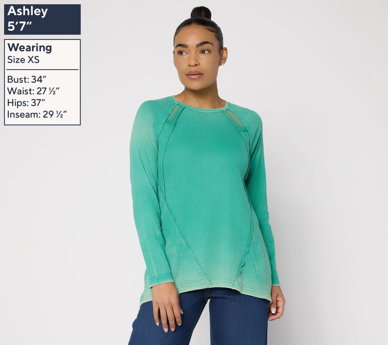 LOGO by Lori Goldsteinq Seam Detail Rib Long Sleeve Overdye Top — View 7